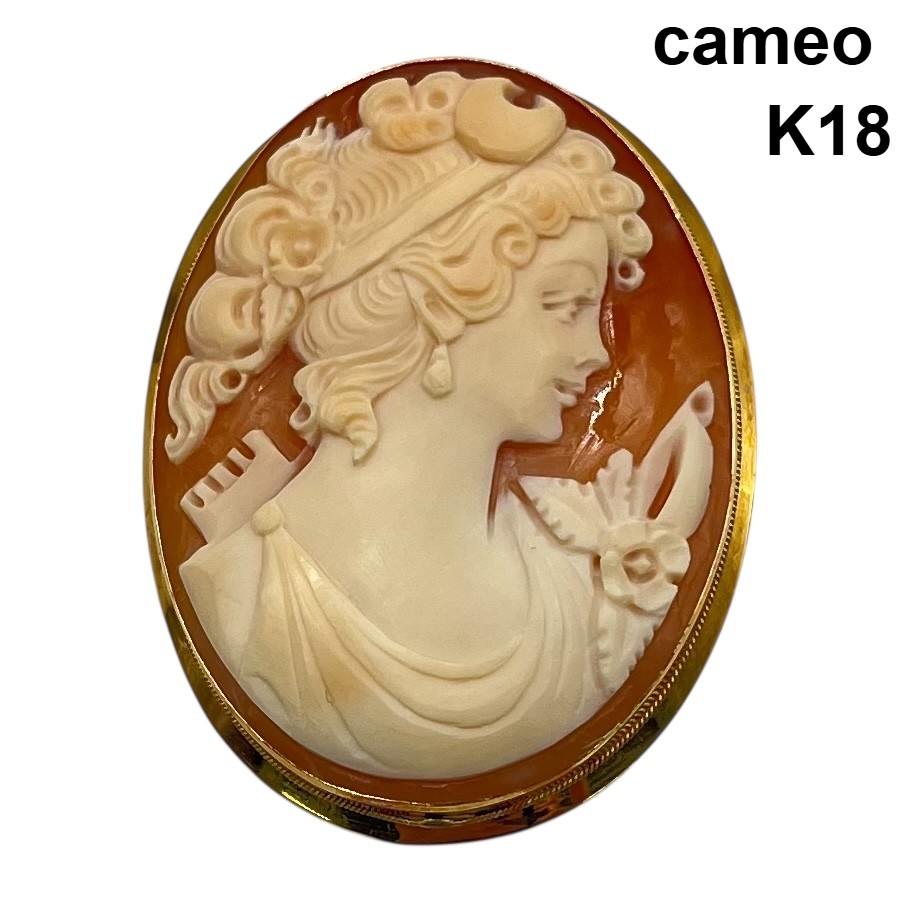 楽天市場】[訳あり] K18 シェルカメオ ブローチ 40×55mm ペンダント