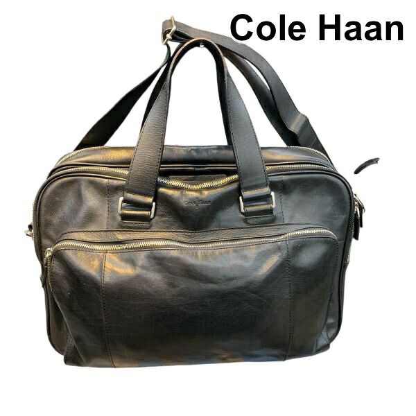 【中古】コールハーン Cole Haan ビジネスバック 本革 ハンドバッグ 肩掛け 2way 黒 ブラック 本革・リアルレザー H6A124｜BRANKASTA 店