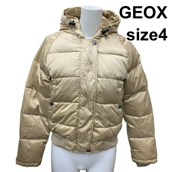 【中古】ジェオックス GEOX ダウンジャケット 長袖 ラグラン フード付き ショート丈 シャンパンゴールド ナイロン 4 S 7号 レディース Z6B720｜BRANKASTA 店 16,335円