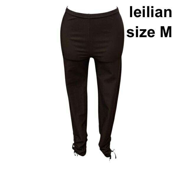 【中古】レリアン leilian レギンス パンツ ボトムス ストレッチ 裾リボン ギャザー ダークブラウン M 9号 レディース Z6B140