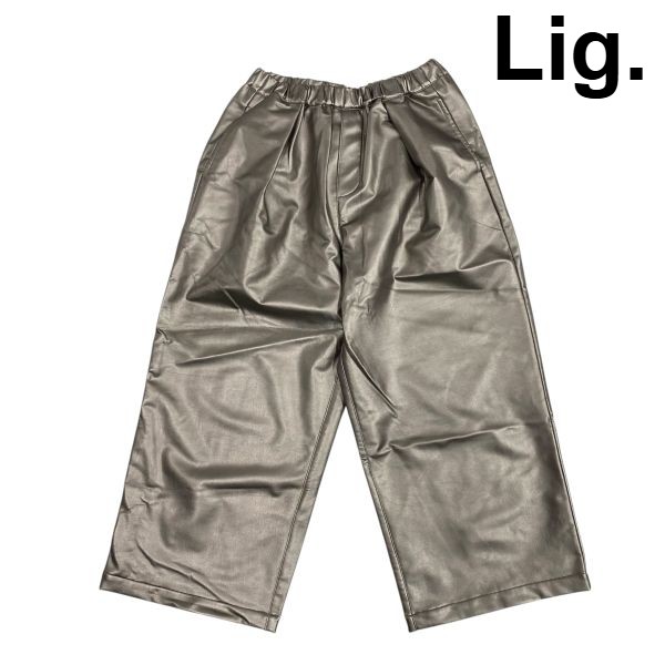【中古】リグドット Lig. エコレザーパンツ ワイドパンツ イージーパンツ コクーン 光沢感 ウエストゴム ゴールド色 M 9号 レディース S6B525