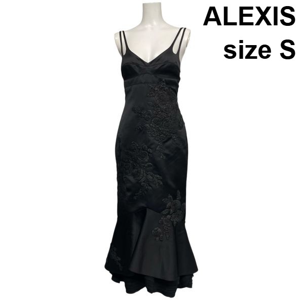 【中古】アレクシス ALEXIS 刺しゅう 人魚お召しもの 衣装 ロング丈 ノースリーブ ティアードヘム 黒 S 7号 レディース S6C064