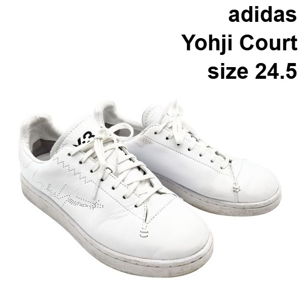 【中古】アディダス adidas スニーカー Yohji Court ヨウジコート Y-3 ワイスリー 白 レザー USA 61/2 UK6 24.5 レディース 6V301