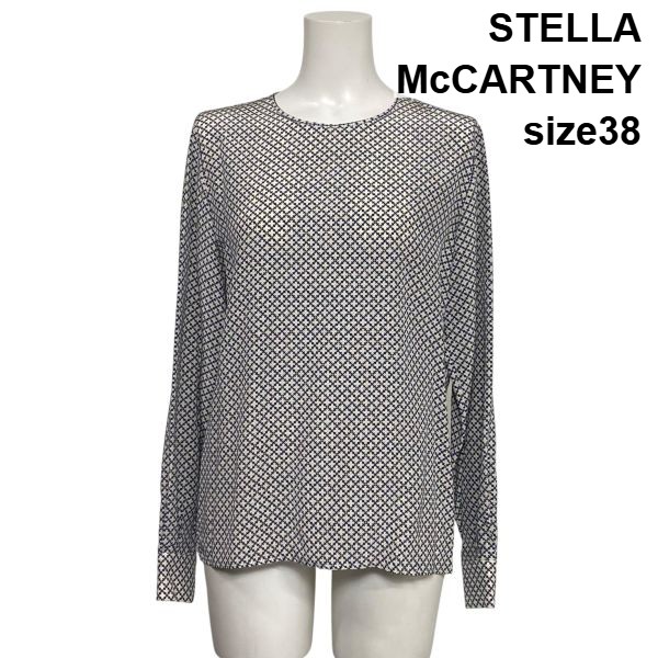 【中古】ステラマッカートニー STELLA McCARTNEY プルオーバーブラウス シャツ 長袖 総柄 白 マルチカラー シルク 38 M 9号 レディース S6C137｜BRANKASTA 店