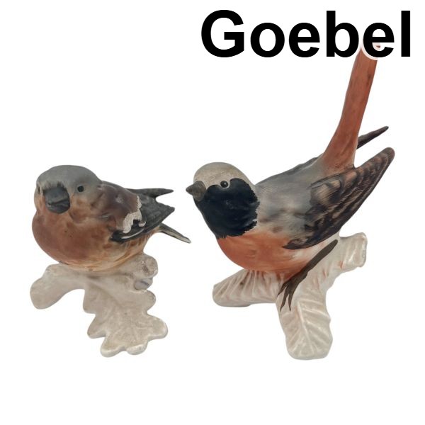 【中古】ゲーベル Goebel フィギュリン ズアオアトリ (Chaffinch) ジョウビタキ (Daurian Redstart) 2点セット ヴィンテージ置物 ポーセリン 6V319