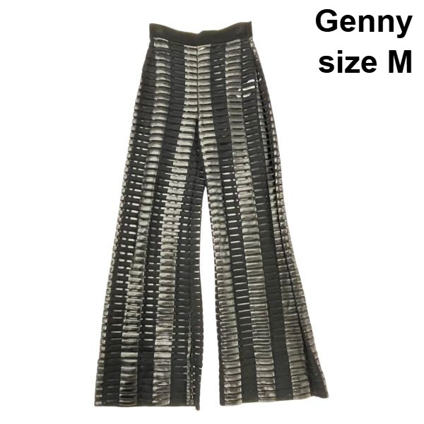 【中古】ジェニー Genny ハイウエストシアーパンツ ボトムス 透け感 太陽フレア 黒 M 9号 レディース S6C205