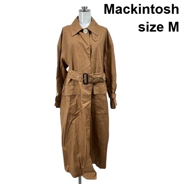【中古】マッキントッシュ Mackintosh スプリングコート アウター ロング丈 長袖 ステンカラー ブラウン リネン100％ 6 M 9号 レディース S6C208｜BRANKASTA 店 18,850円