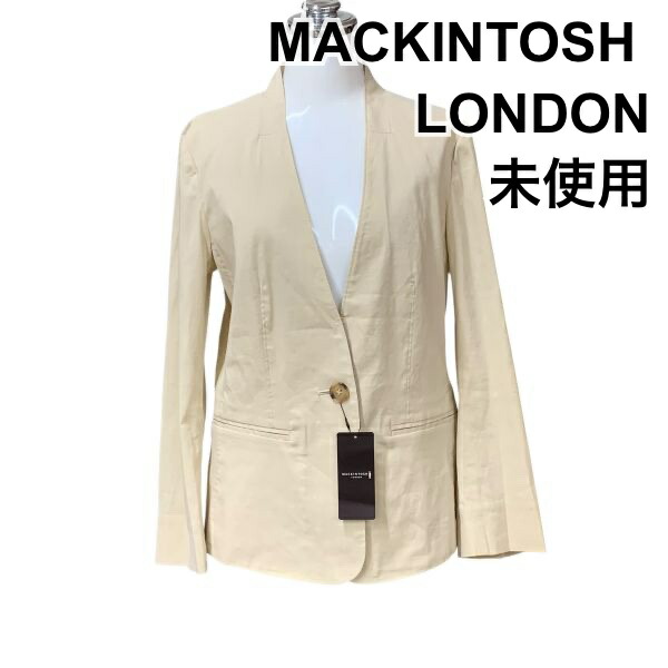 【中古】未当てはめる マッキントッシュ英国の首都 MACKINTOSH 上衣 長袖 深Vのど首 否色合い 象牙色 綿 麻 38 M 9号 レディース Z6B224