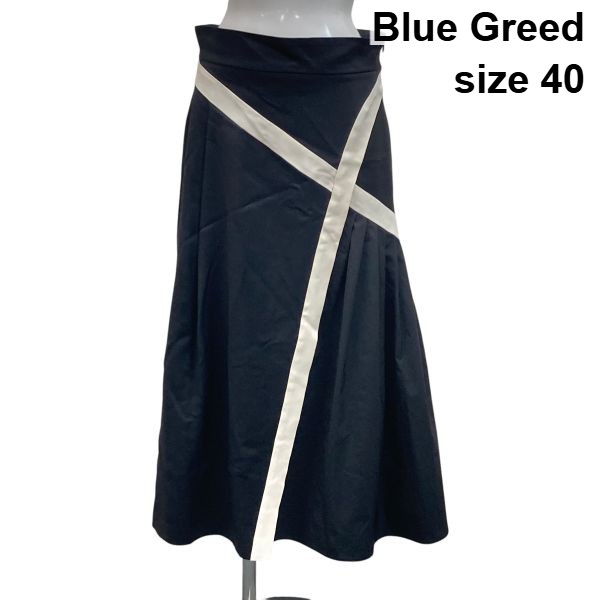 【中古】ブルーグリード Blue Greed 未使用タグ付き 異素材ドッキング フレアースカート ロング アシンメトリー 毛 40 L 11号 レディース S6C298