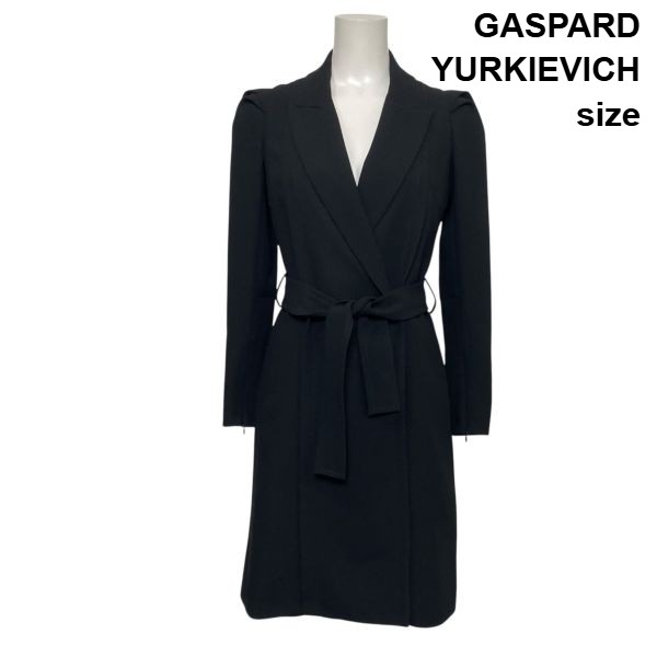 【中古】ギャスパーユルケヴィッチ GASPARD YURKIEVICH ロングコート ジャケット 長袖 スナップボタン 黒 ブラック 36 S 7号 レディース S6C539