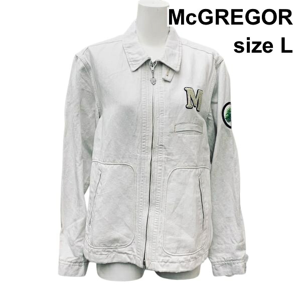 【中古】マックレガー McGREGOR スイングトップ ドリズラージャケット 長袖 ワッペン 刺繍 ジップアップ アイボリー 綿 麻 L メンズ Z6B774｜BRANKASTA 店