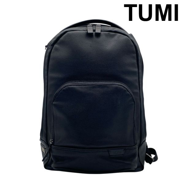 【中古】トゥミ TUMI ハリソン ウォレン バックパック Harrison Warren BACKPACK リュックサック ビジネスリュック A4収納 黒 レザー メンズ 6D162