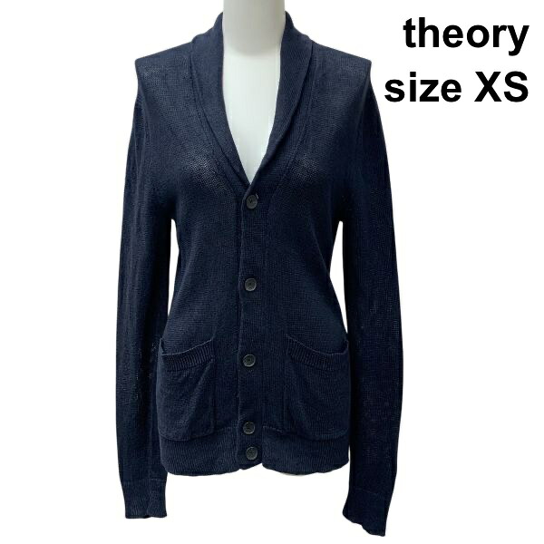 【中古】行動論理 theory ジレー 長袖 肩かけ色合い 薄っぺら 炎節編み物 透け感あり 米国海軍 リネン100% XS S 7号 レディース Z6B783