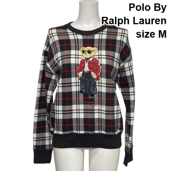 【中古】ポロバイラルフローレン Polo ポロベア クルーネックスウェット 調教師 長袖 読み合わせる柄 熊 裏起毛 綿混 M 9号 レディース S6C627