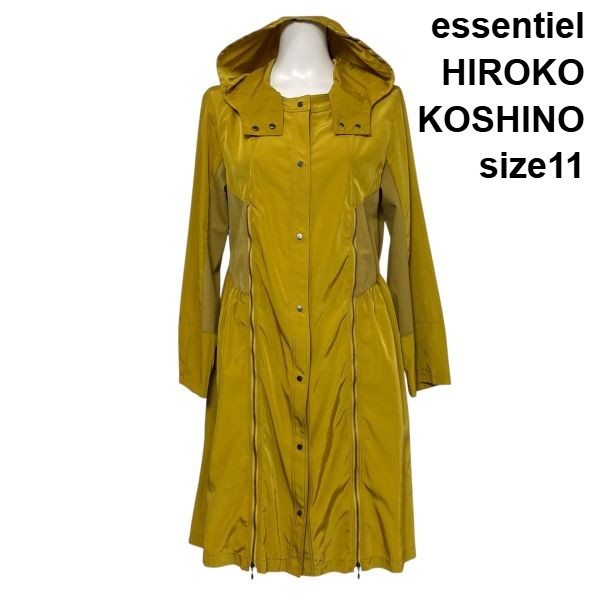 【中古】エッセンシャル essentiel ロング厚地の外套 スプリングコート 長袖 ボンネット A伝達ルート 洋芥子黄色 11 L 11号 レディース S6C690