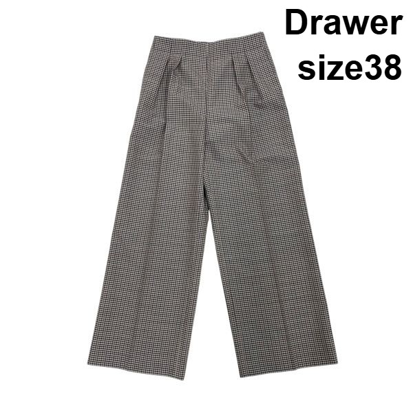 【中古】ドゥロワー Drawer 広広としたズボン下 スラックス 真っただ中押しつける チドリ透かし彫り柄 タック 赤銅色系 羊毛 モヘヤ 38 M 9号 レディース S6C725