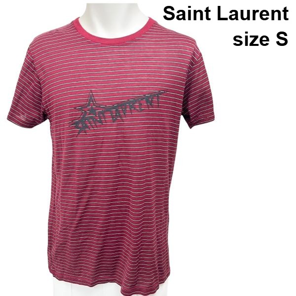【中古】サンローラン Saint Laurent 間借り人プルオーバー 2019年秋冬 ヴィンテージダメージ製作 型番579056 YBIW2 白 赤 綿織物 S メンズ S6D078