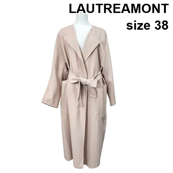【中古】ロートレアモン LAUTREAMONT スプリングコート アウター 長袖 ロング丈 明けっ広げ表現スタイル 点火装置サクラ色 綿 38 M～L レディース S6C777