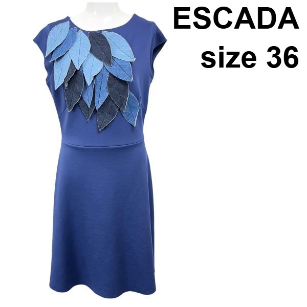 【中古】エスカーダ ESCADA 衣装 Eva 岩礁 葉 主題 ジーンズ 填まる＆太陽フレア影ぼうし 青色 36 S大きさ レディース S6D321