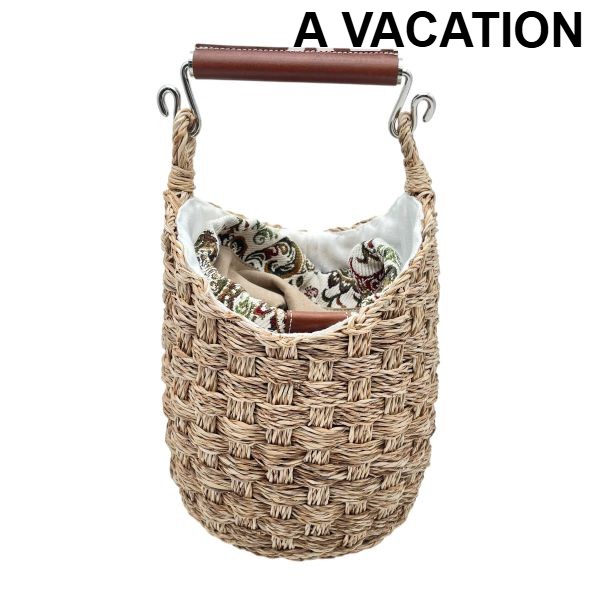 【中古】アヴァケーション A VACATION かご御徒面子 BUCKET 井戸釣瓶 マホガニー 木製手持ち部分 ベージュ ポリプロピレン レディース 6V434