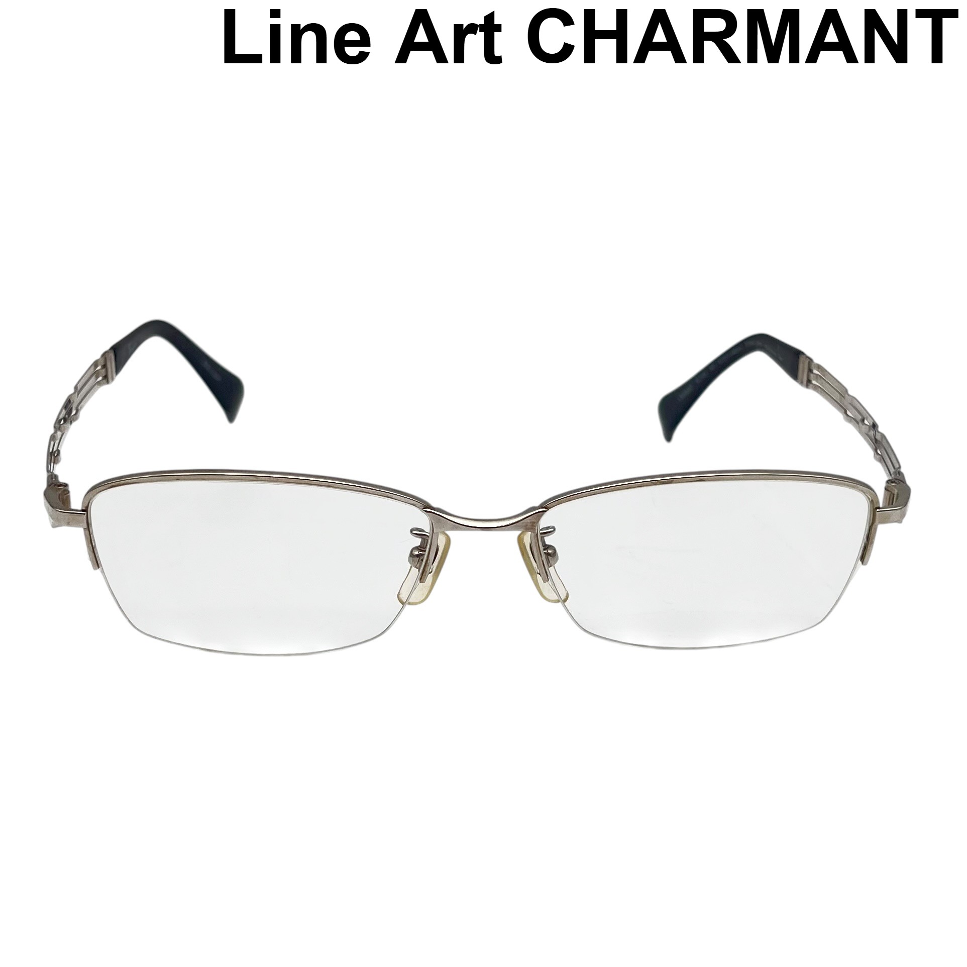 【中古】ラインアート シャルマン Line Art CHARMANT ナイロール ハーフリム 度付きメガネ シルバー色 エクセレンスチタン メンズ 6V435｜BRANKASTA 店