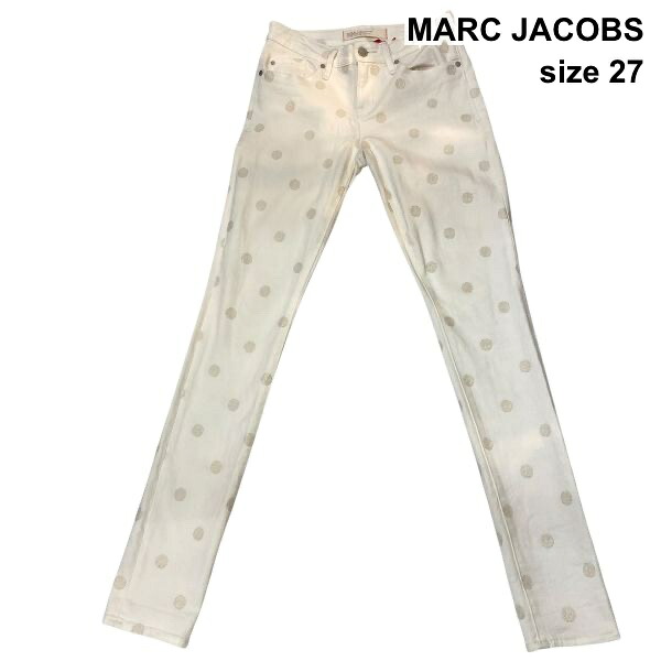 【中古】マークバイマークジェイコブス Marc Jacobs ジーンズズボン下 スキニー 御居処ハング G食麺麭 白 ベージュ 綿混 27 L 11号 レディース Z6B713
