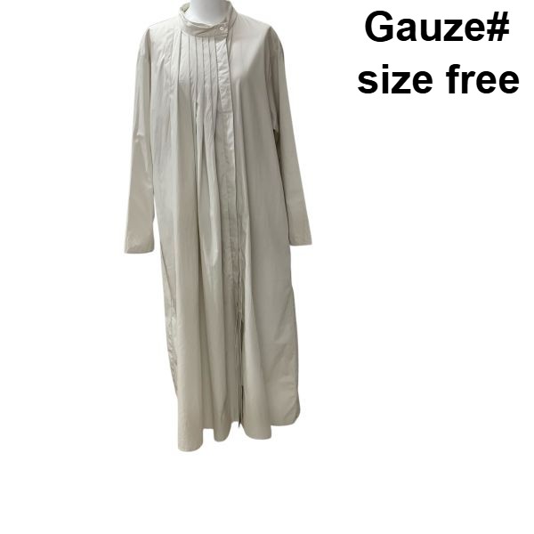 【中古】ガーゼ Gauze# プルオーバー衣装 ダンス楽隊色合い 長袖 ロング フロントタックプリーツ 象牙色 綿 free L レディース Z6C104