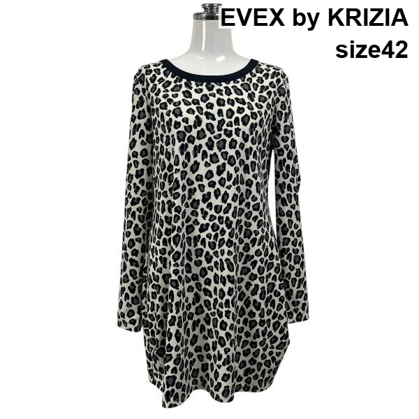【中古】エヴェックスバイクリツィア EVEX by KRIZIA 上着 カットソー 長袖 ラウンドのど首 A伝達ルート ヒョウ柄 42 M 9号 レディース S6E236