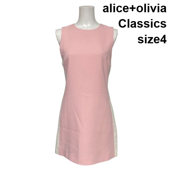 【中古】アリスアンドオリビア alice+olivia うつり変わり衣裳 ミニ丈 ノースリーブ A伝達ルート 太陽面爆発 サクラ色 白 4 M 9号 レディース S6E242