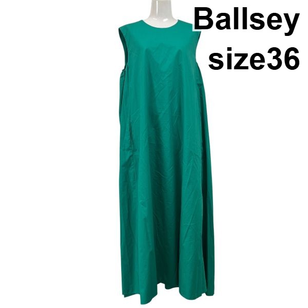 【中古】ボールジィ Ballsey ロング衣裳 ノースリーブ ラウンドのど首 A伝達ルート 太陽面爆発 緑であること 綿織物 綿 36 M 9号 レディース S6E234