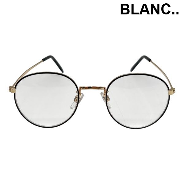 【中古】ブラン BLANC.. 黒眼鏡 度なしメガネ 伊達眼鏡 黒ぶち ゴールド枠組み 小物 雑貨 黒 せつ然たる レディース 6V534