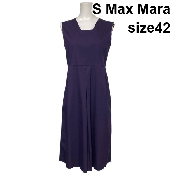 【中古】エスマックスマーラ S Max Mara ノースリーブ衣裳 御召しもの ミモレ丈 太陽フレア A伝達ルート 紫 綿織物混 42 M 9号 レディース S6E438