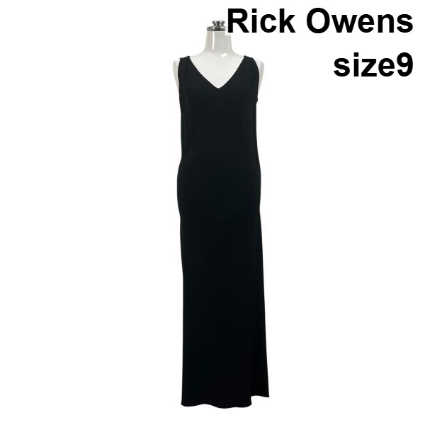 【中古】リックオウエンス Rick Owens 衣裳 御召しもの マキシ丈 ノースリーブ ロング丈 Vのど首 I伝達ルート 黒 9 S 7号 レディース S6E383