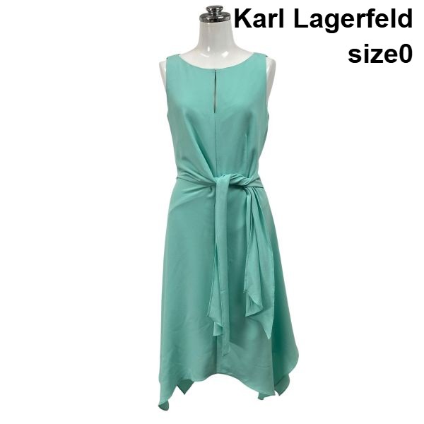 【中古】カールラガーフェルド Karl Lagerfeld アシンメトリードレス ノースリーブ ミモレ丈 ラウンドのど首 0 S 7号 レディース S6E419