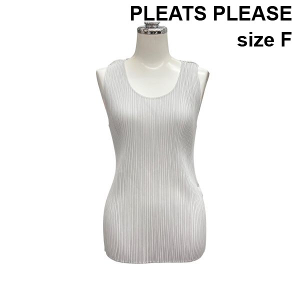 【中古】筋目プリーズ PLEATS PLEASE 貯蔵タンクとっ始め ノースリーブ オーバルのど首 筋目工業 トップス 薄墨色 F M～L レディース Z6C496