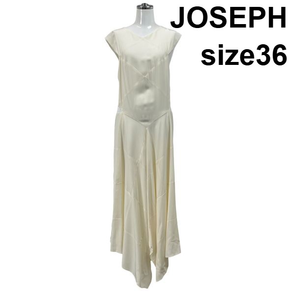 【中古】ジョゼフ JOSEPH 地絹御召しもの 衣裳 半袖 フレンチ衣袂 ロング丈 Vのど首 アシンメトリーヘム 絹 36 S 7号 レディース S6E391