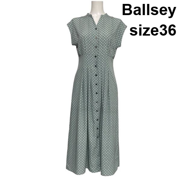 【中古】ボールジィ Ballsey 太陽フレア衣裳 ロング衣裳 半袖 総柄 A伝達ルート 酉の方角タック ライトグリーン 36 S 7号 レディース S6E432