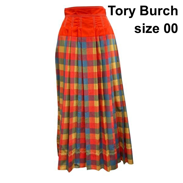 【中古】トリーバーチ Tory Burch 筋目スコート ロング ご機嫌酉の方角 うつり変わり 側面細長い切口 照合のしるし オレンジ色系 綿 00 S レディース Z6C499