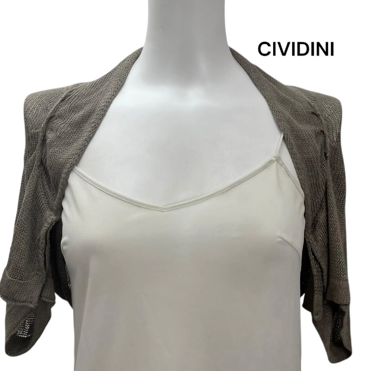 【中古】CIVIDINI チヴィディーニ ボレロ メッシュ 半袖 グレージュ サイズ40、L レディース S5T126｜BRANKASTA 店