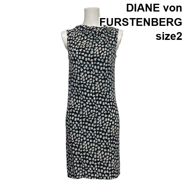 【中古】ダイアンフォンファステンバーグ DIANE von FURSTENBERG ノースリーブ衣裳 御召しもの ミモレ丈 総柄 絹混 2 S 7号 レディース S6E574