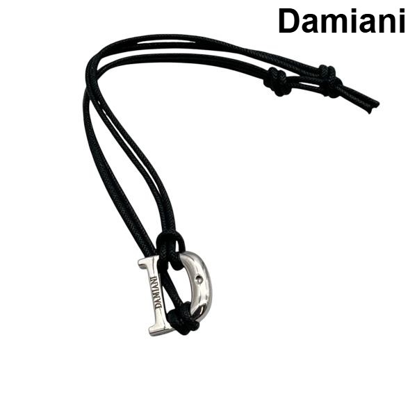 【中古】ダミアーニ Damiani 吊りひも腕輪 D 1P金剛石 付属物 宝飾品 黒 しろがね色色 silver925 ユニ一発やる 6V560