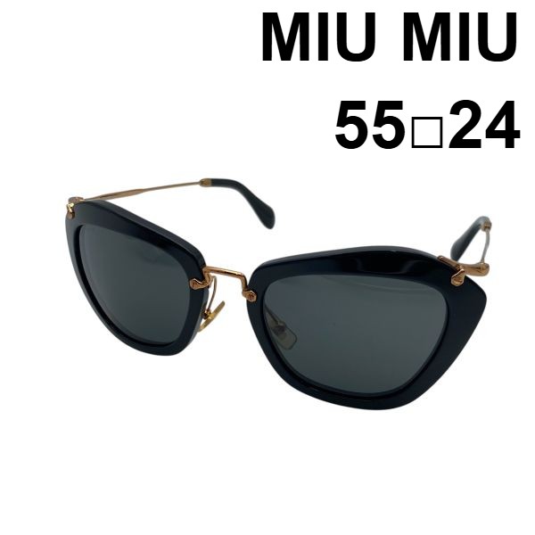 【中古】ミュウミュウ MIU MIU 黒眼鏡 アイウェア MU 10NS キャッツアイ レンズダークグレー ノワール 黒 5524 レディース 6D264