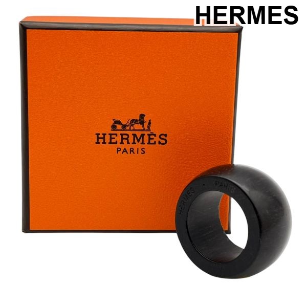 【中古】エルメス HERMES えり巻き輪っか 付属物 小物 首飾り引きつける 指環 暗然たる赤銅色 白木製 ユニ一発やる 6V556