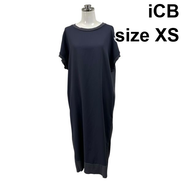 【中古】アイシービー iCB 衣裳 半袖 ラウンドのど首 ミモレ丈 I伝達ルート 異原料品 弗マン調 裾肋筋 薄墨色 XS 5号 レディース S6E524