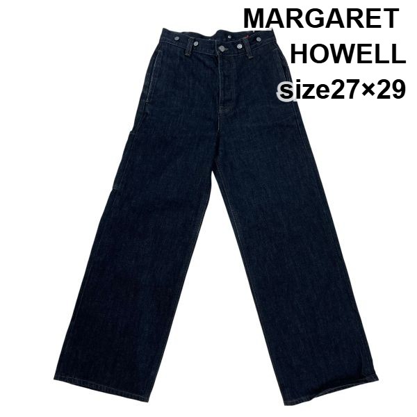 【中古】マーガレットハウエル MARGARET ワイドデニムパンツ EDWIN二人三脚 引っ切り無い ズボン吊り名取り草 綿 27×29 M 9号 レディース S6F063