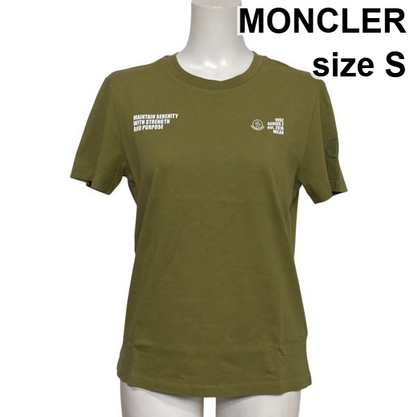 【中古】モンク軌跡 MONCLER 半袖カットソー ティーシャツ 労働者の一団のど首 天賦の才1952 押さえる共同研究 ロゴタイプ紋章 綿100 S 7号 レディース S6F062