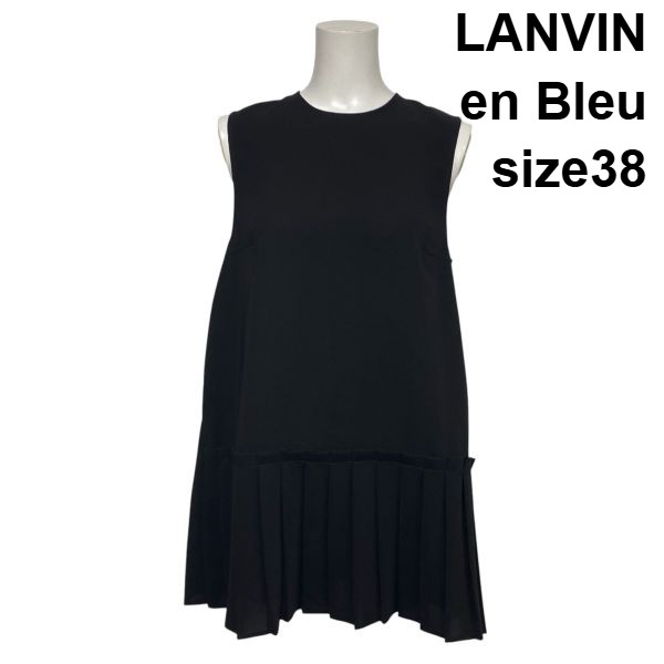 【中古】ランバンオンブルー LANVIN en Bleu ノースリーブトップ 表着 労働者の一団のど首 A伝達ルート 筋目 黒 38 M 9号 レディース S6F024