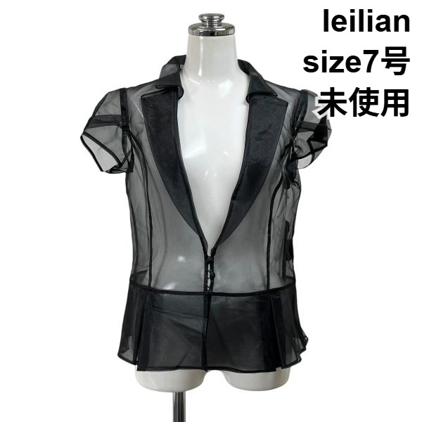 【中古】未使用 レリアン leilian シアージャケット トップス 半袖 襟 透け感 黒 7 S レディース S6G032｜BRANKASTA 店