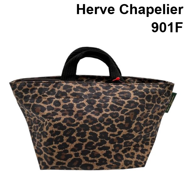 【中古】エルベシャプリエ Herve Chapelier ナイロン舟型トートS バッグ 鞄 ミニ 901F パンサー ヒョウ柄 ブラウン系 レディース 6V755｜BRANKASTA 店