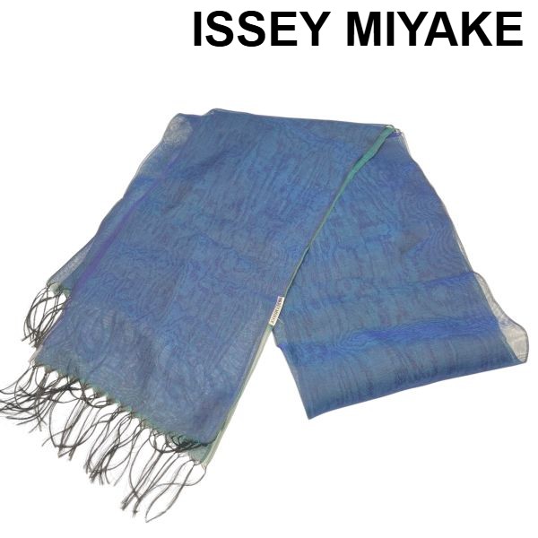 【中古】イッセイミヤケ ISSEY MIYAKE ストール シースルー シアー グラデーションカラー 透け感 ブルー パープル グリーン レディース 6V151